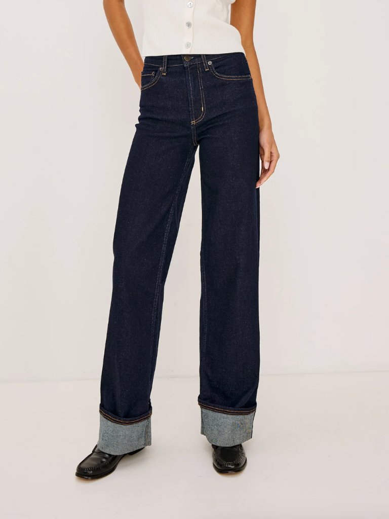 Rails Getty Wide Leg Jeans - Midnight Blue Cuffed